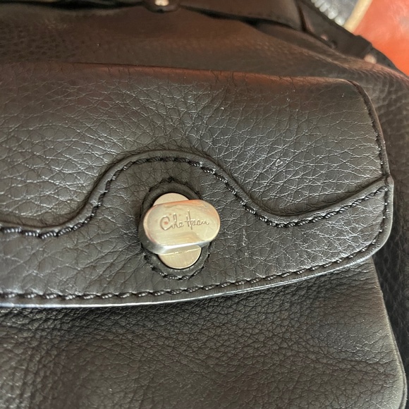 Cole Haan Large Black Pebbled Leather Saddle Bag - Picture 9 of 16